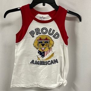Patriotic Tee Shirt American Flag detail girl’s sleeveless Top nwt